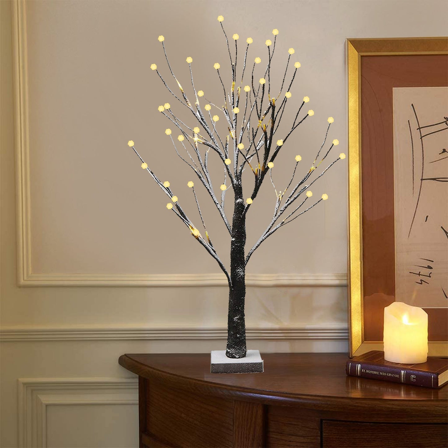 2FT Pre-Lit Snowy Twig Christmas Tree