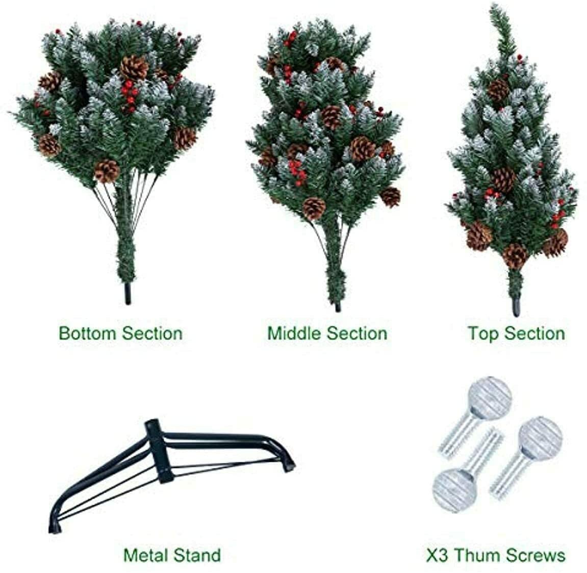 Wadan Red And White Christmas Tree, 6ft Artificial Christmas Tree