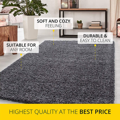 Wadan Fluffy Dark Grey Rug Living Room Are Non-Slip Washable Rugs