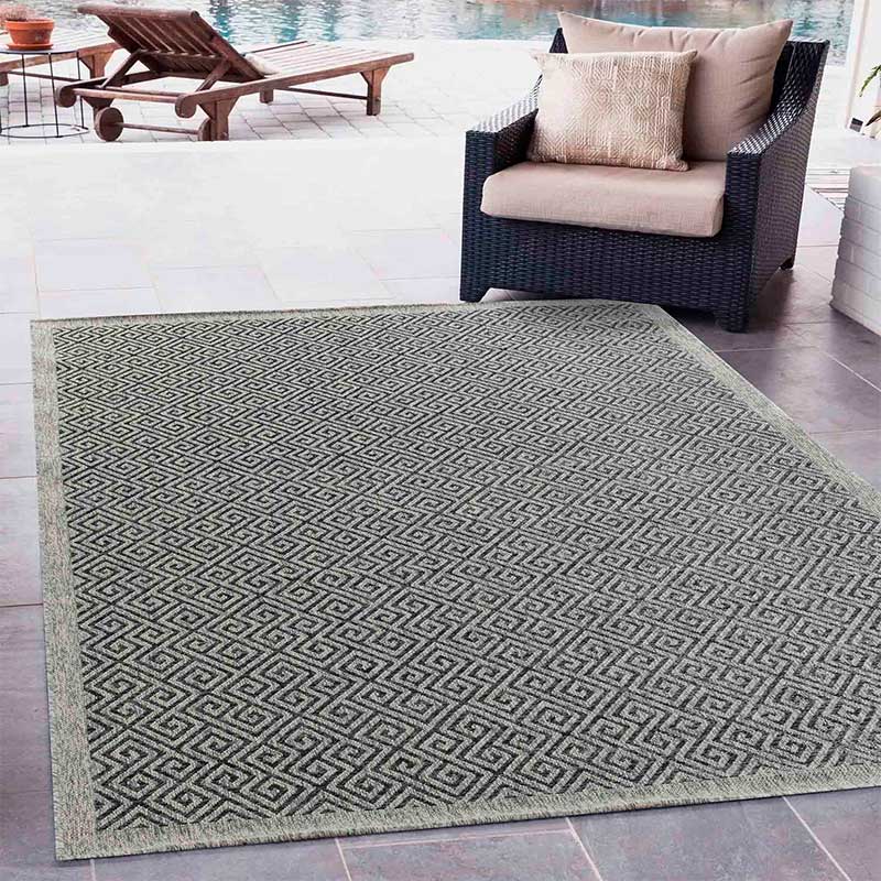 Wadan Harper Greek Key - Indoor / Outdoor Rugs Dark Grey Main 