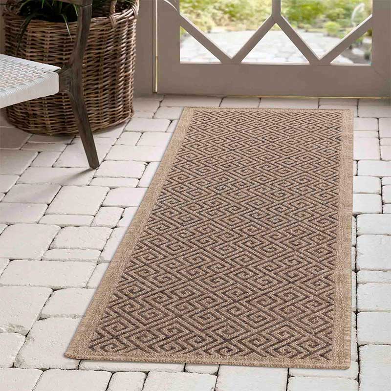 Wadan Harper Greek Key - Indoor / Outdoor Rugs Runner Tan 