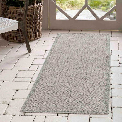 Wadan Harper Greek Key - Indoor / Outdoor Rugs Runner Silver 