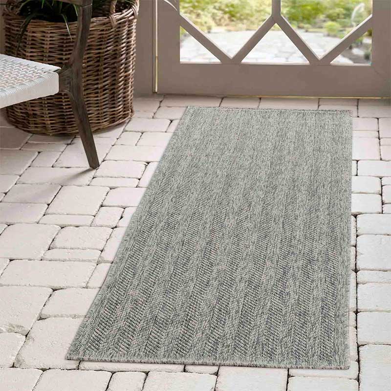 Wadan Herringbone - Indoor / Outdoor Rugs Runner Grey 