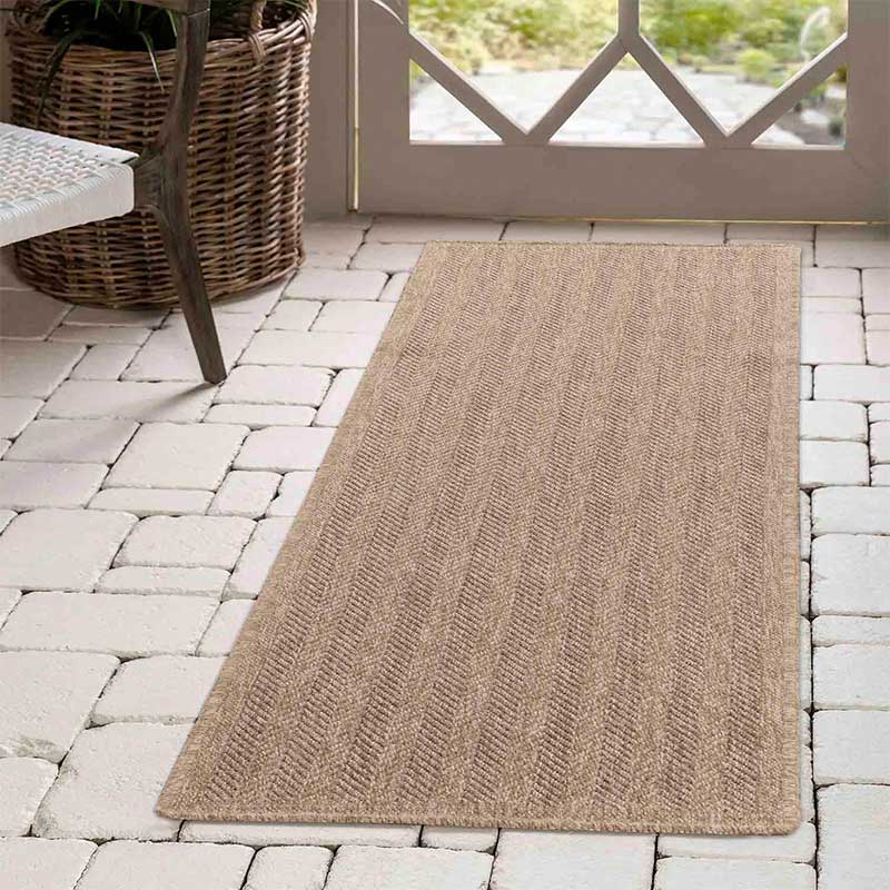 Wadan Herringbone - Indoor / Outdoor Rugs Runner Tan 