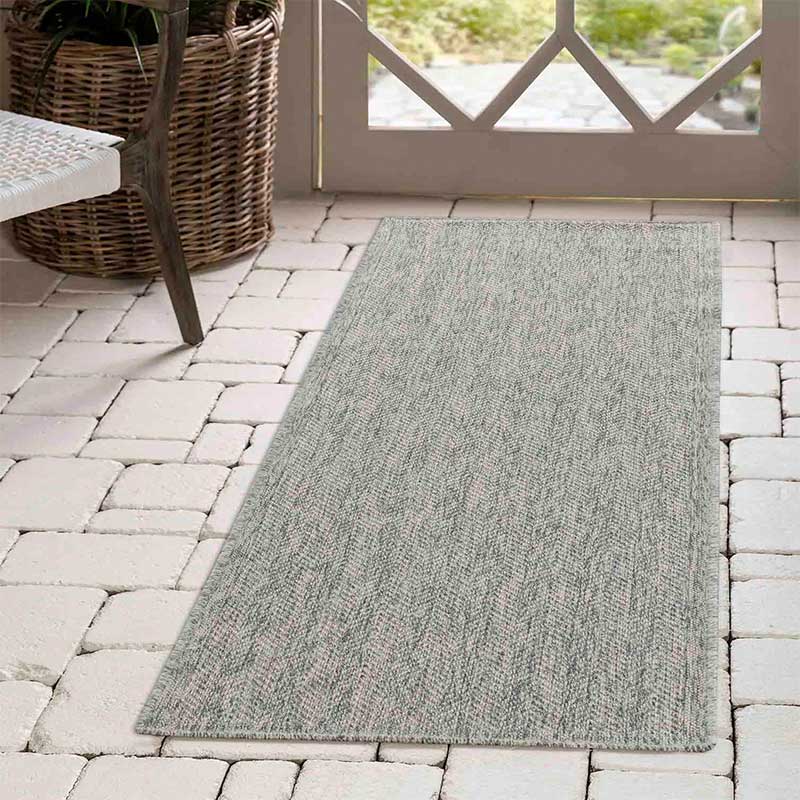 Wadan Herringbone - Indoor / Outdoor Rugs Silver runner 