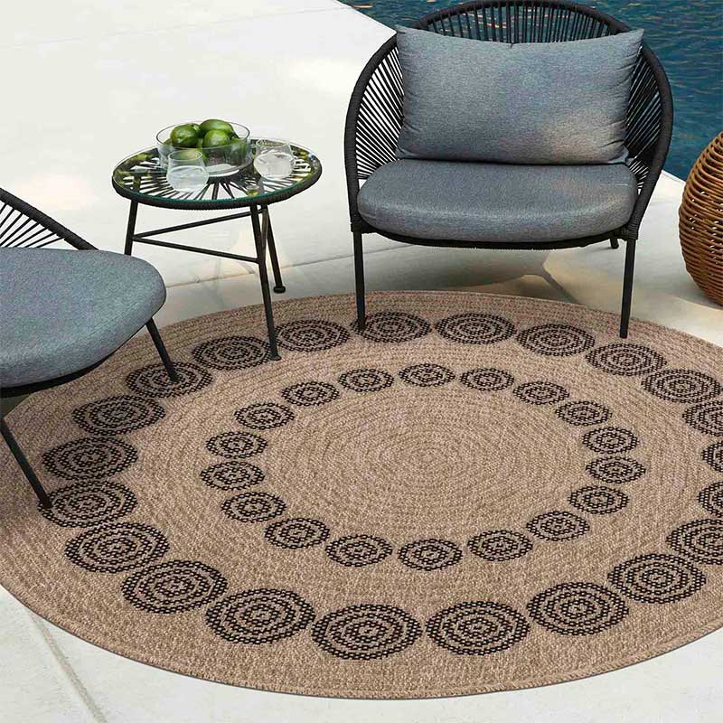 Wadan Harper Circle Rugs- 120cm Indoor / Outdoor Black Main 