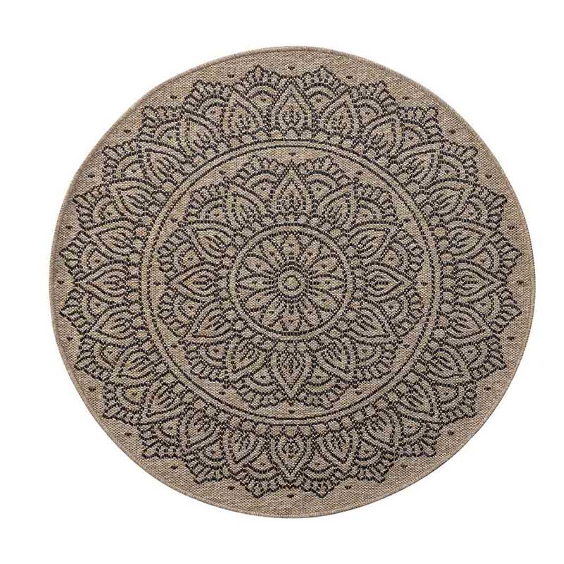 Wadan Harper Floral Circle Rugs- 120cm Indoor / Outdoor Portrait Black 