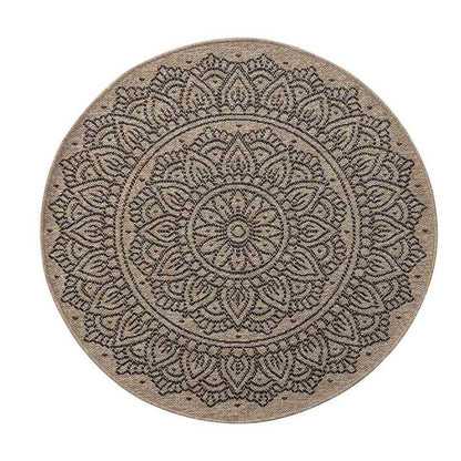 Wadan Harper Floral Circle Rugs- 120cm Indoor / Outdoor Portrait Black 