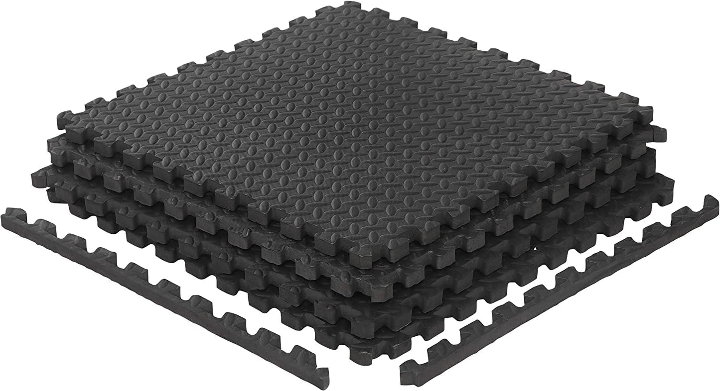 Wadan Black Interlocking Foam Gym Mats For Exercise - Wadan ( 60x60cm)