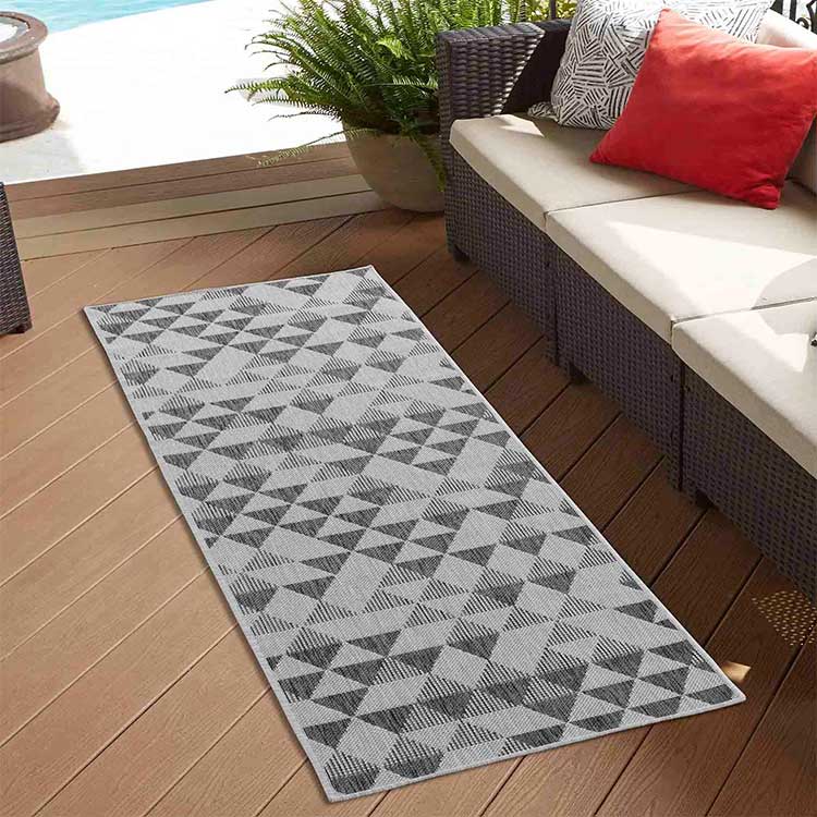 Wadan Sky Triangle Grey Rugs - Indoor / Outdoor Runner 