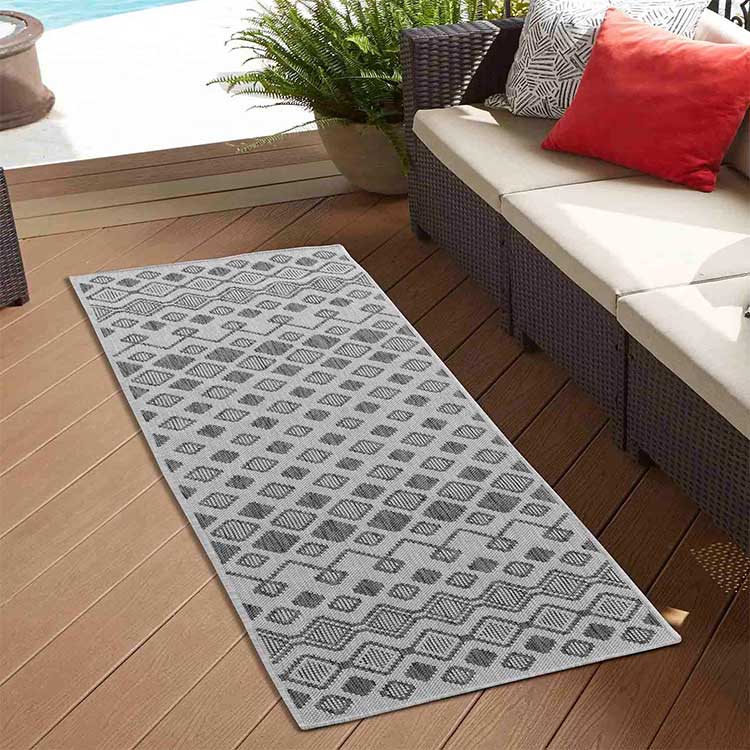 Wadan Sky Check Grey - Indoor / Outdoor Runner Rugs Main grey