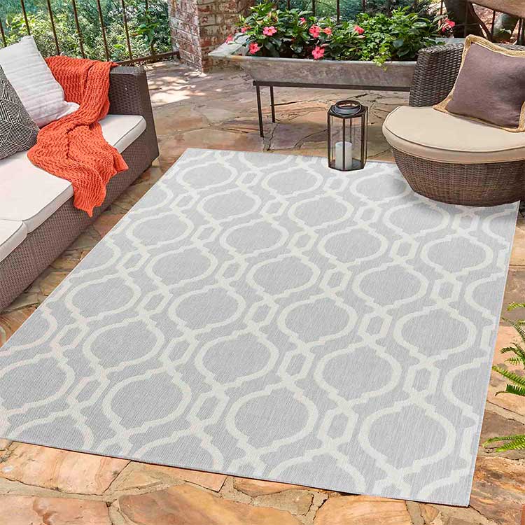 Wadan Sky Trellis Grey Indoor / Outdoor Rugs Silver Main 