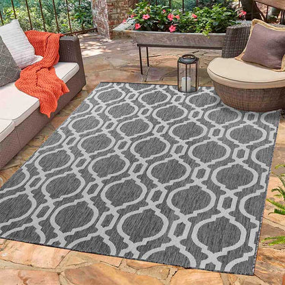 Wadan Sky Trellis Grey Indoor / Outdoor Rugs Main Grey 