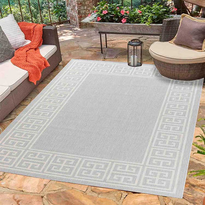 Wadan Sky Border Jute Grey - Indoor / Outdoor Rugs