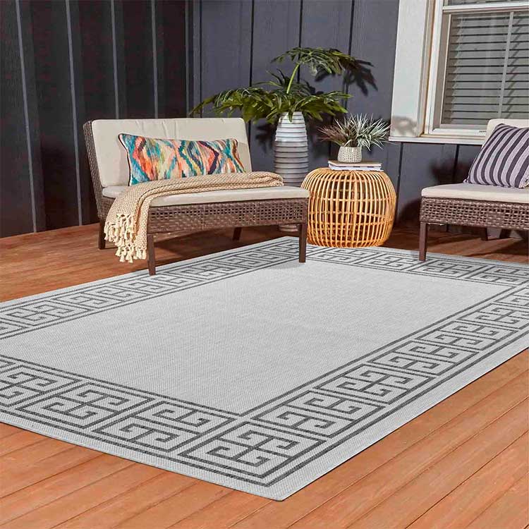 Wadan Sky Border Jute Grey - Indoor / Outdoor Rugs