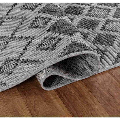 Wadan Sky Check Grey - Indoor / Outdoor Runner Rugs Zoom Grey 