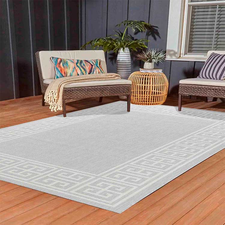 Wadan Sky Border Jute Grey - Indoor / Outdoor Rugs