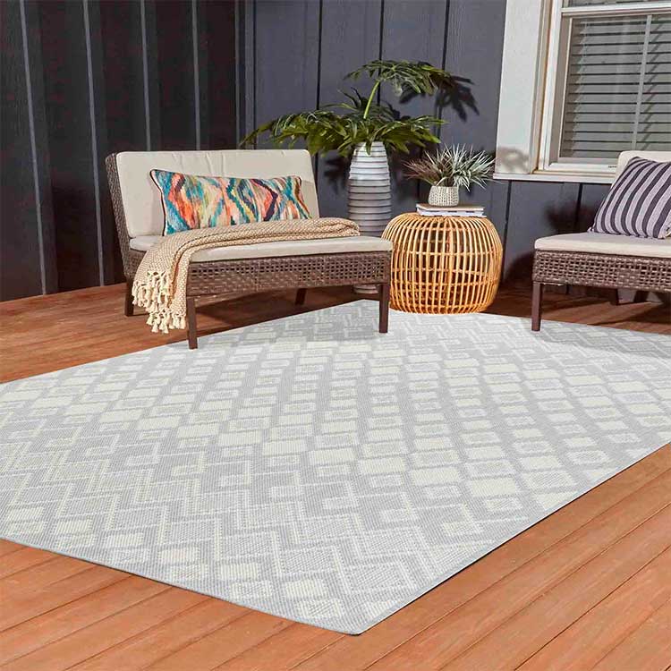 Wadan Sky Check Grey - Indoor / Outdoor Rugs