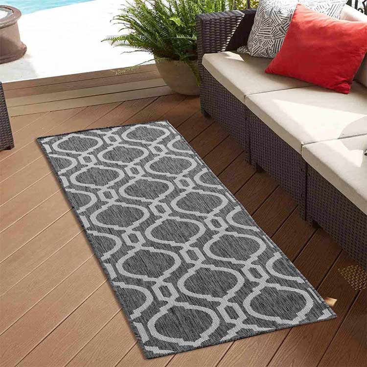 Wadan Sky Trellis Grey Indoor / Outdoor Rugs Runner 