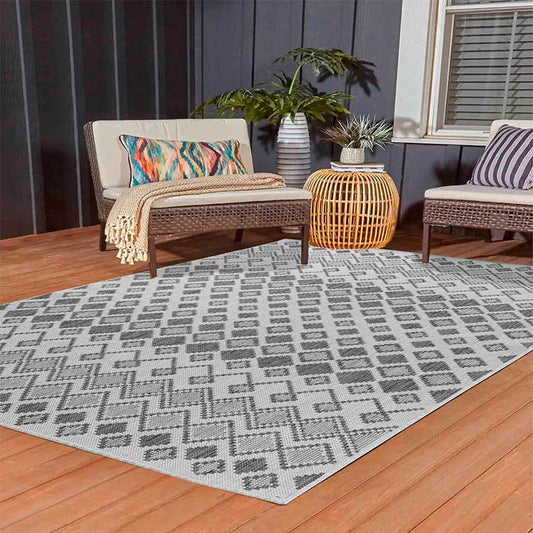 Wadan Sky Check Grey - Indoor / Outdoor Rugs MAin 