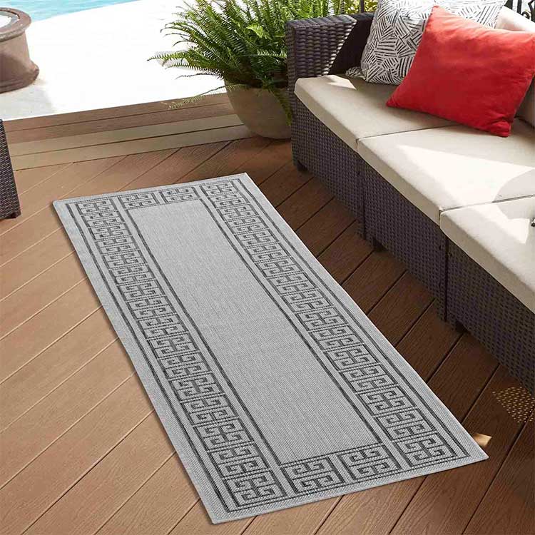 Wadan Sky Border Jute Grey - Indoor / Outdoor Runner Rugs