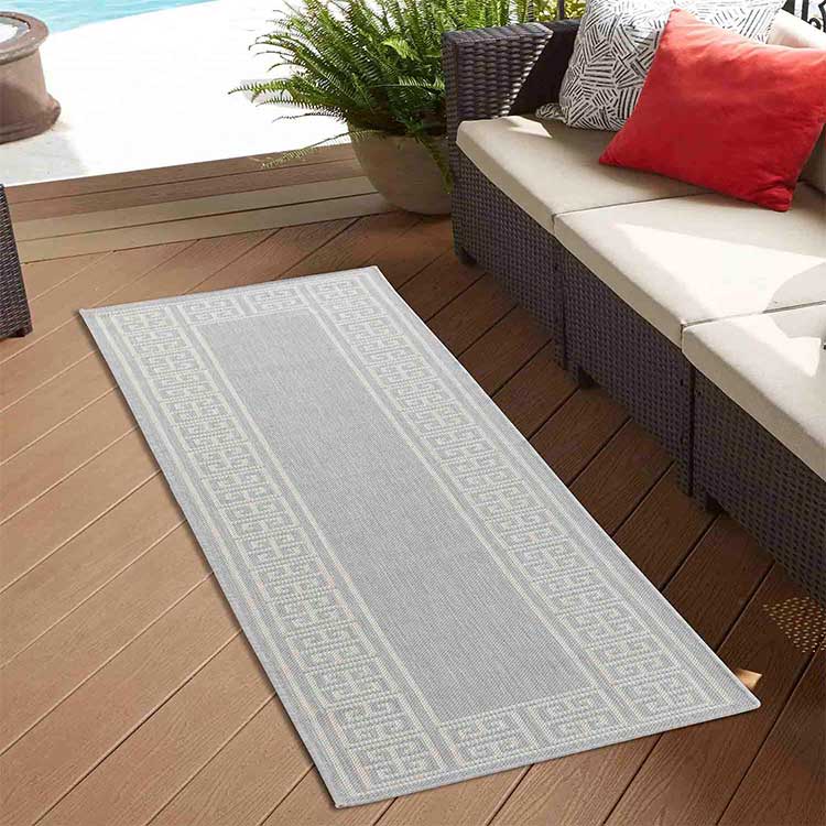 Wadan Sky Border Jute Grey - Indoor / Outdoor Runner Rugs Main Silver