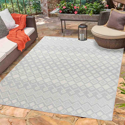 Wadan Sky Check Grey - Indoor / Outdoor Rugs