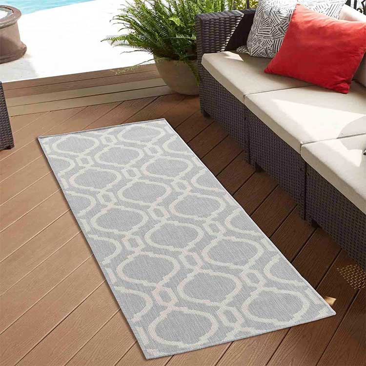 Wadan Sky Trellis Grey Indoor / Outdoor Rugs Silver Runner 