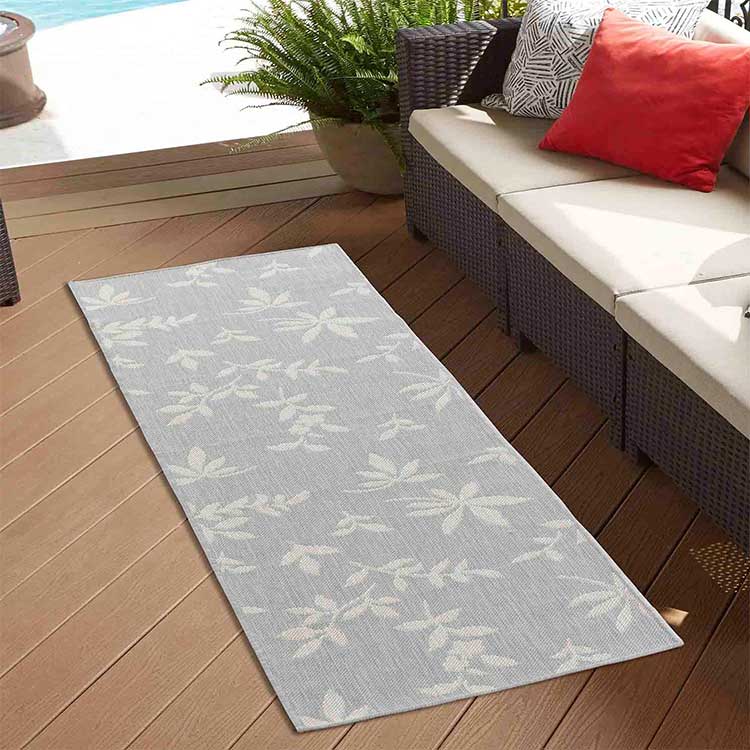 Wadan Sky Flower Grey - Indoor / Outdoor Rugs Silver Runner 