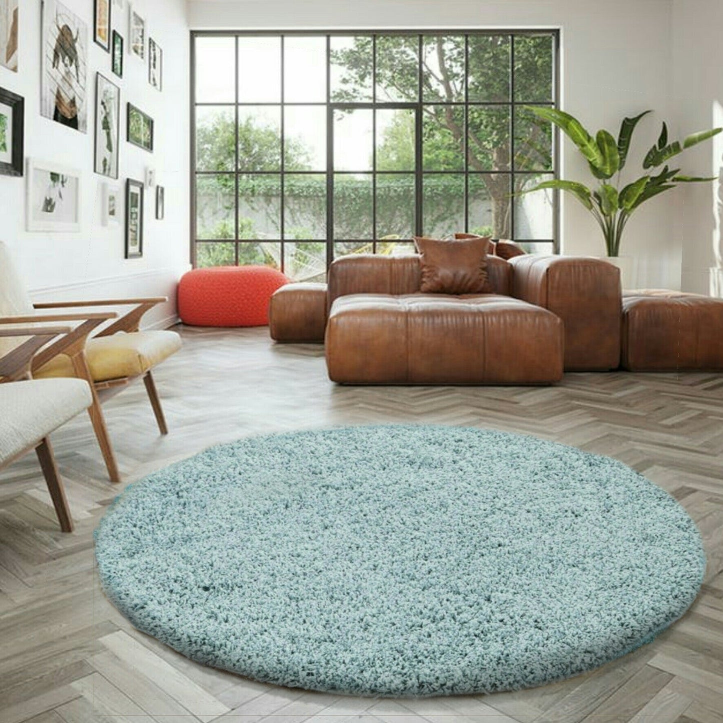 Wadan Round Duck Egg Blue Rugs Living Room Rugs