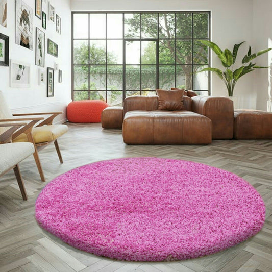 Wadan Blush Pink Round Rugs - 120cm