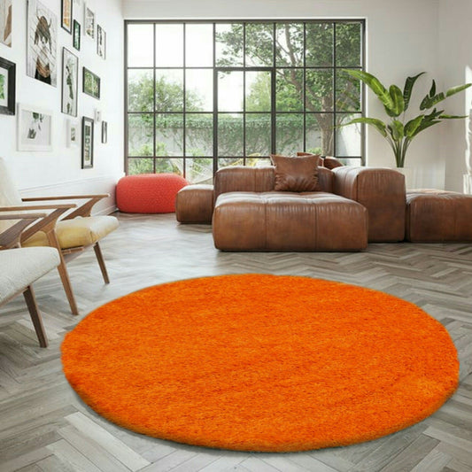 Wadan Orange Rugs Machine Washable Round Rugs