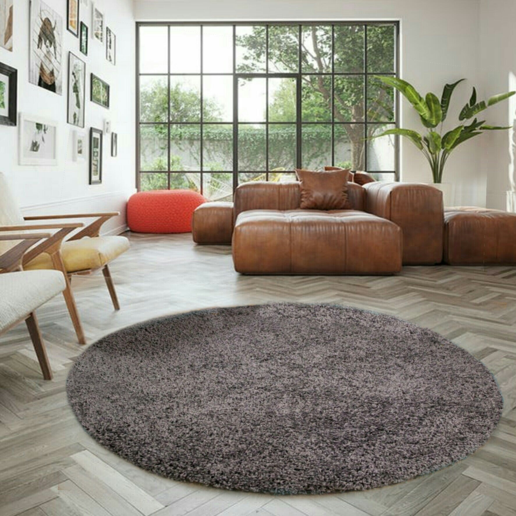 Wadan Round Dark Grey Rugs Modern Rugs For Living Room 