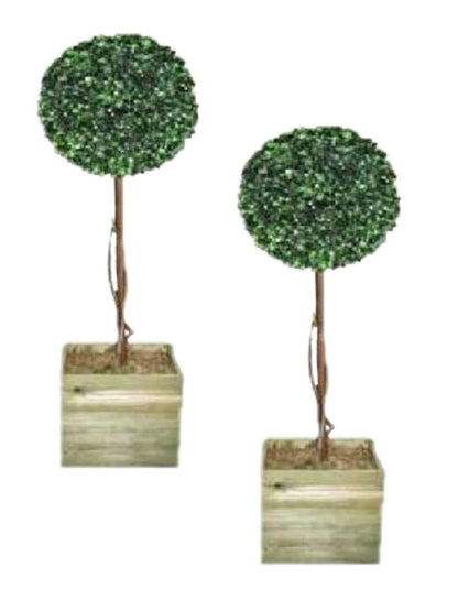 Wadan 2 x Elegant Artificial Ball Trees - 3ft Topiary Ball trees includes wooden bases