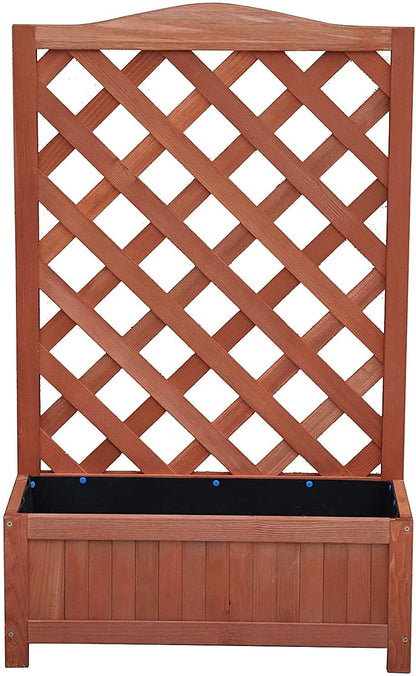 Lattice Wooden Planter Box For Outdoor Garden Flowers And Herbs Plants