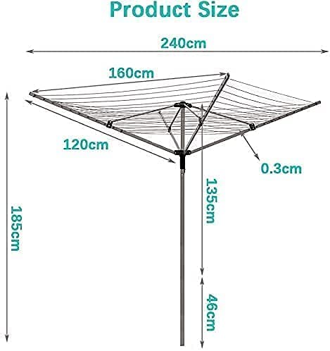 Washing Line Prop With Metal Cloth Dryer Stand Wadan