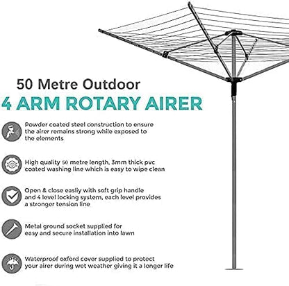 Wadan Rotary Washing Line Prop With Metal Cloth Dryer Stand