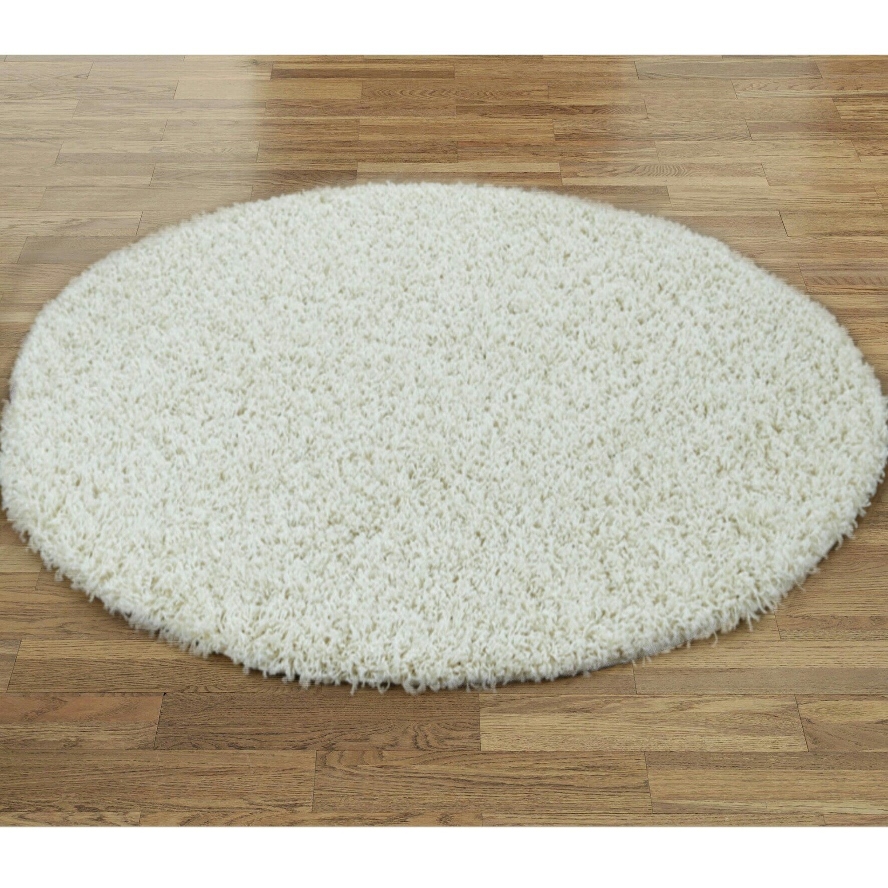 Wadan Circle White Fluffy Rugs Machine Washable Rugs UK