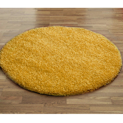 Yellow Shaggy Rugs By Wadan 120cm Round Rugs