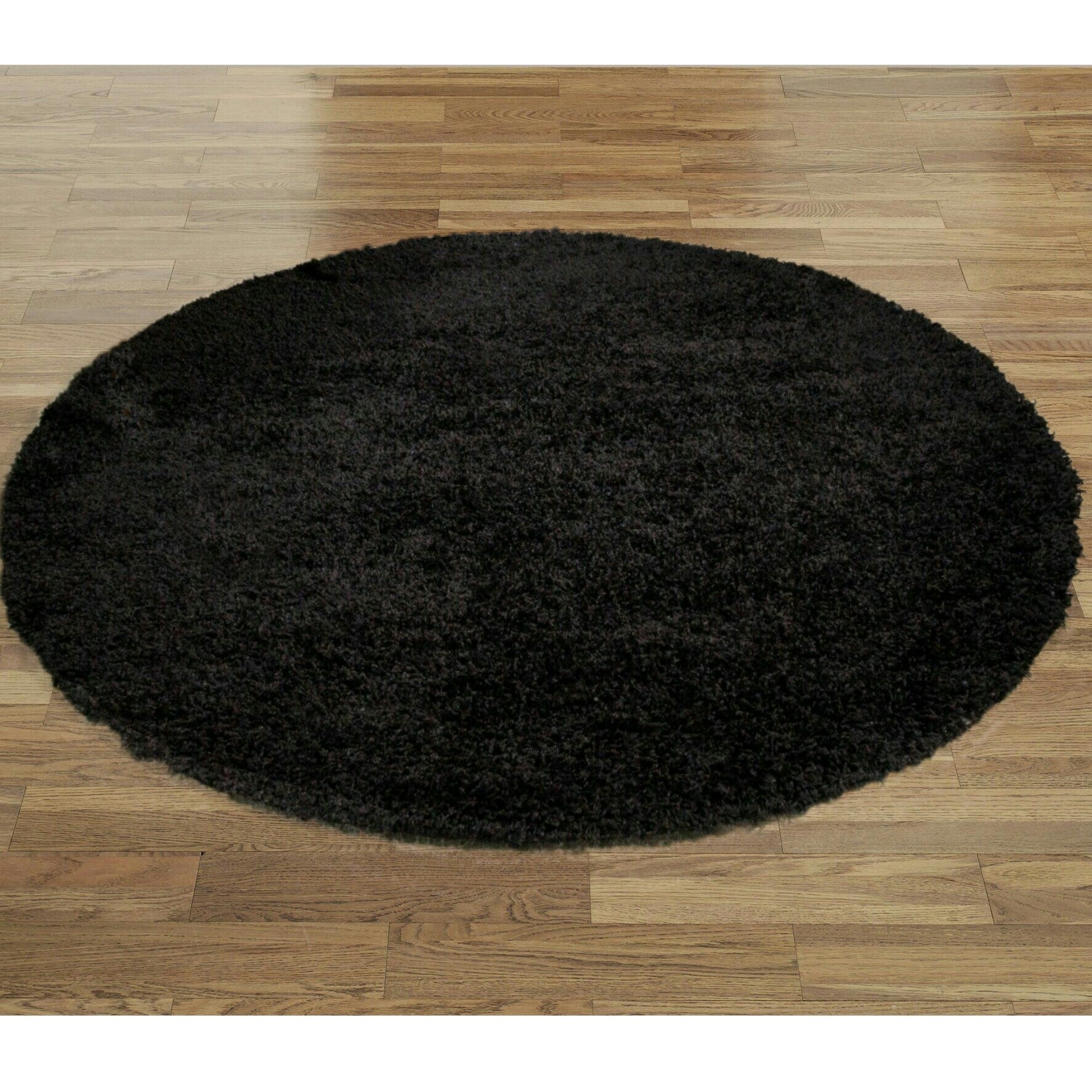 Wadan Dark Black Round Rugs 120cm Round Washable Rugs