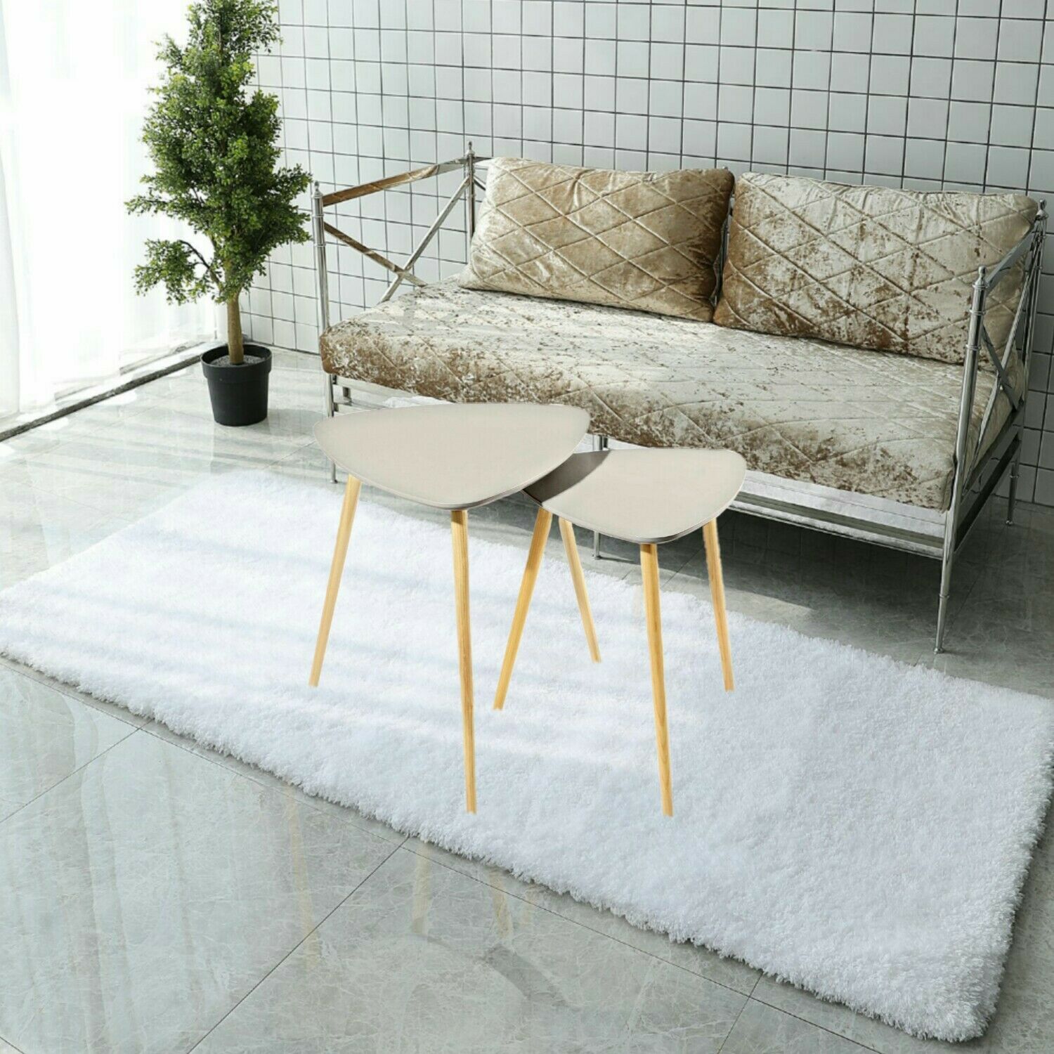 Triangle Shape White Coffee Table