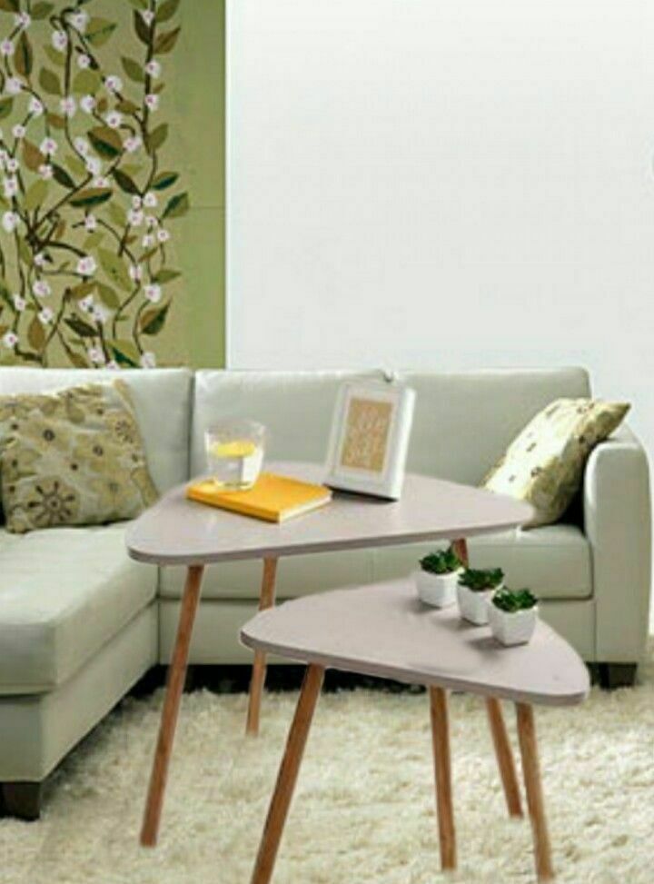 Triangle Shape White Coffee Table