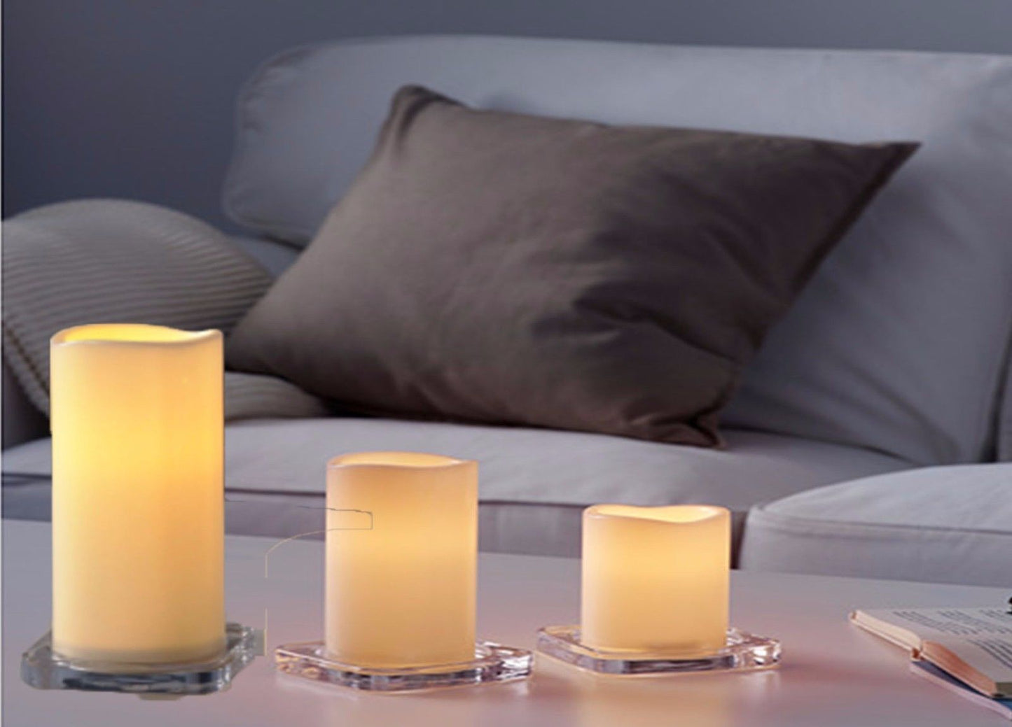 Wadan IKEA-LED block candle in/out, set of 3 Battery-operated/natural