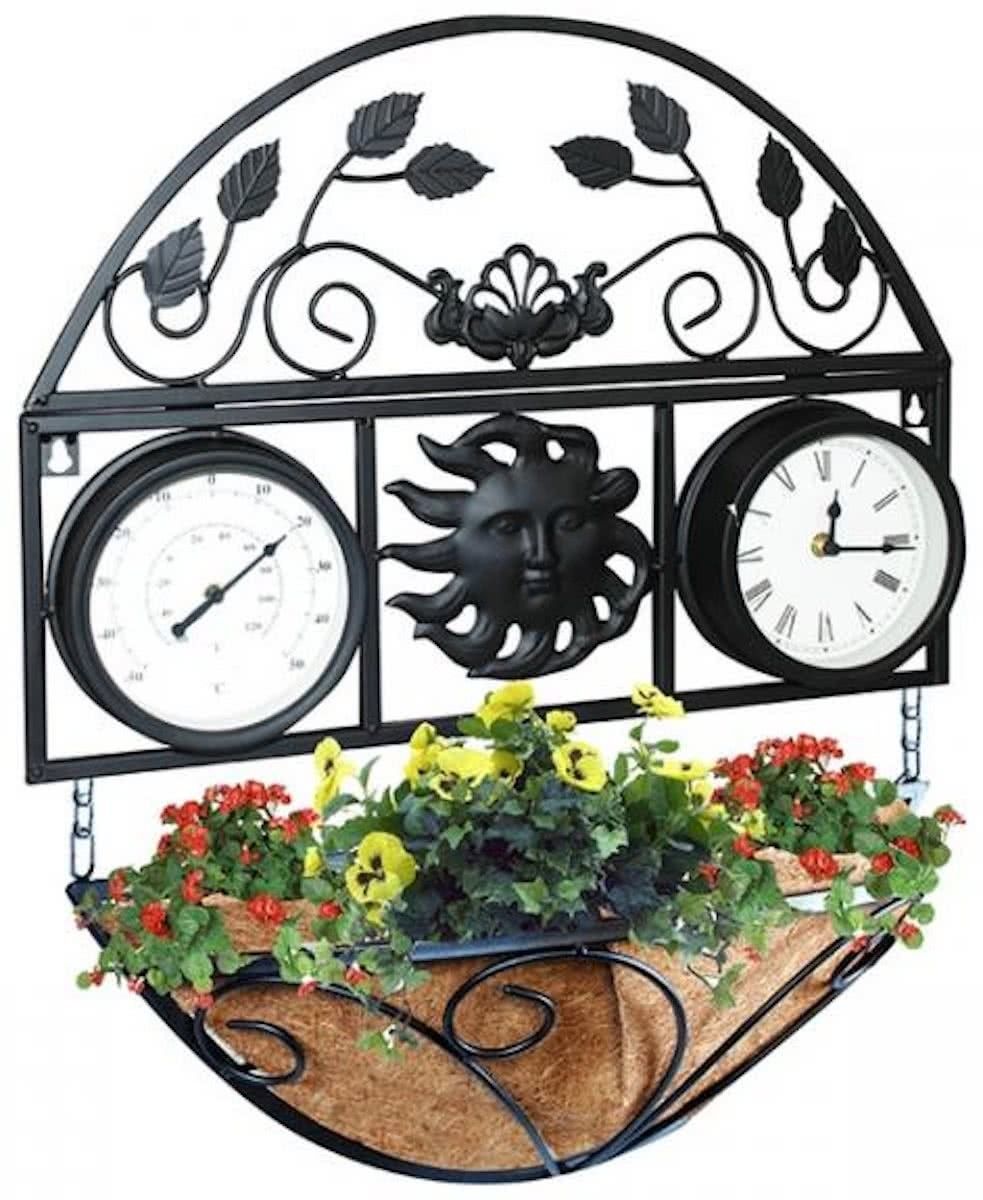 Wadan Decoration Of Garden with Wall Planter with Clock & Thermometer