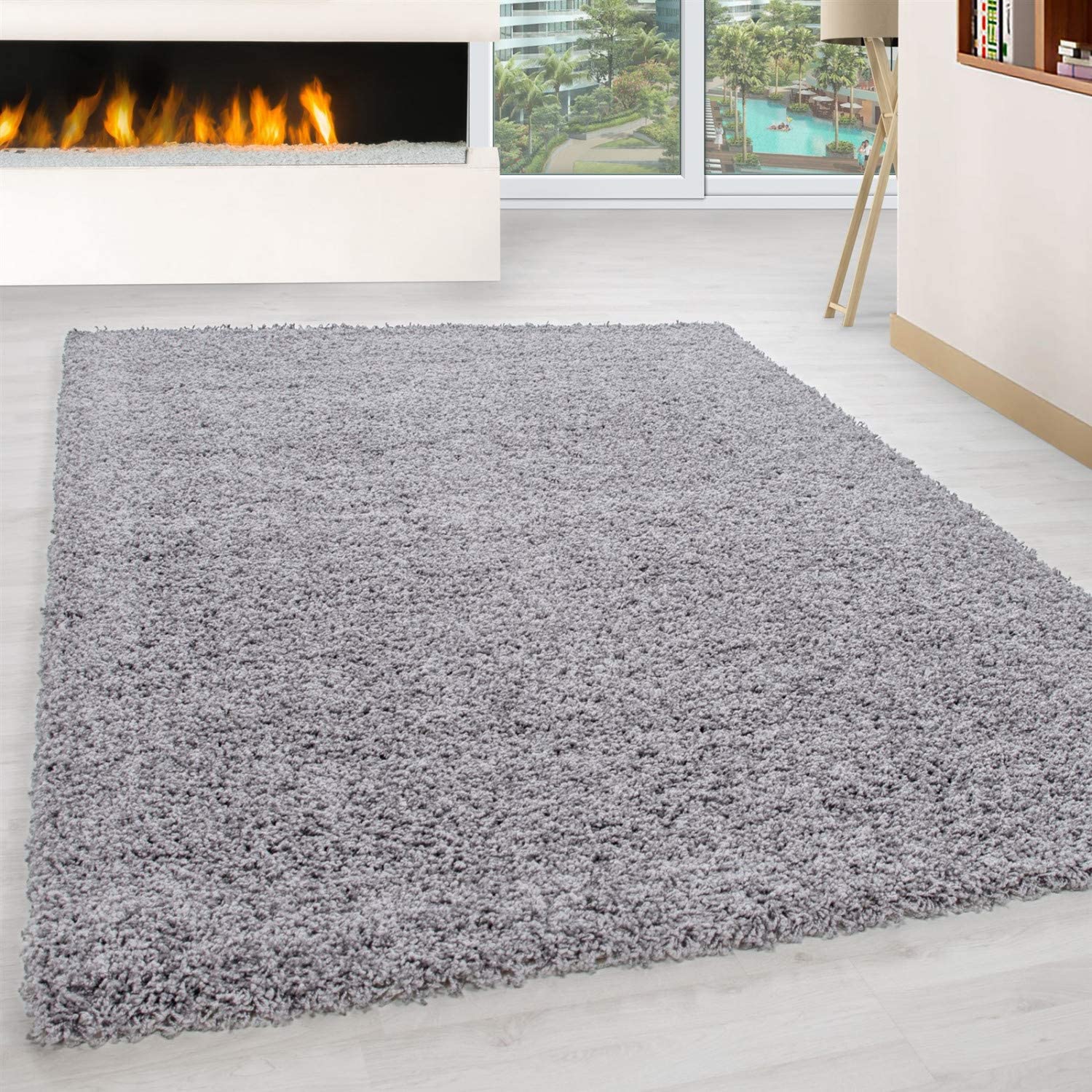 Wadan Silver Shaggy Rugs - Living Room