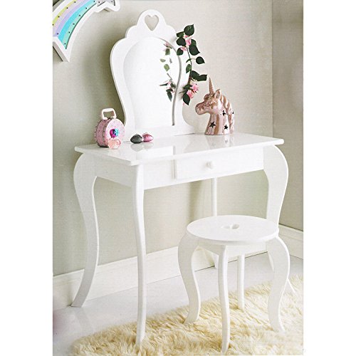 Wadan Amelia Vanity Set with Stool & Mirror - Childrens Dressing Table